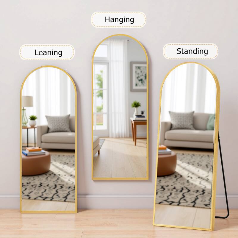 Full Length Mirror with Stand, Floor Mirror with Aluminum Alloy Frame for Bedroom, Standing Full Body Mirror for Wall, Cloakroom