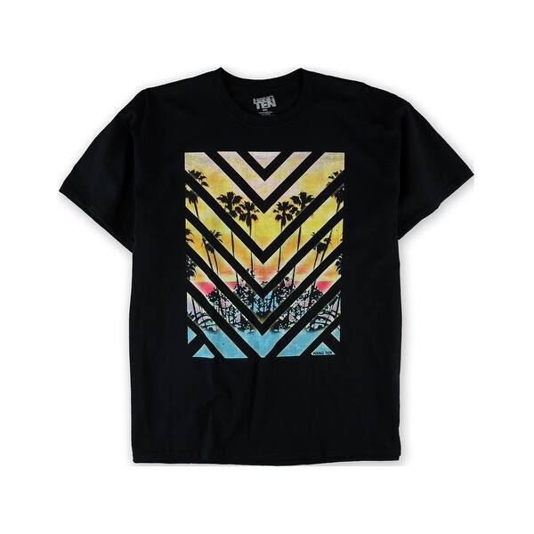 Shop Hang Ten Mens Chevron Palm Tree Graphic T Shirt Black Small Overstock 29400612