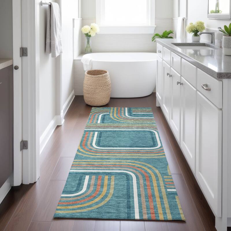 Machine Washable Indoor/ Outdoor Modern Leawood Chantille Rug