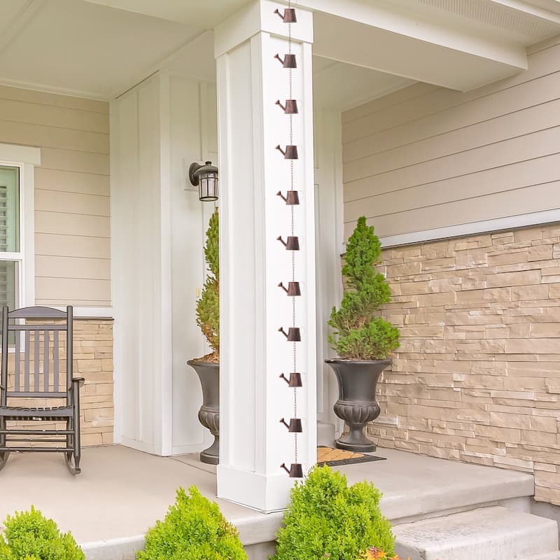 Glitzhome 8.5ft Faux Copper Watering Pot Rain Chain with Clip
