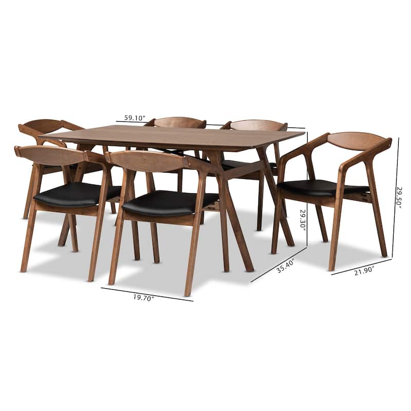 Harland Mid-Century Modern 7-Piece Dining Set