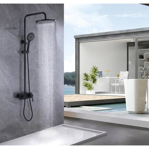 Wall Mounted 5-Way Complete 10'' Rain Shower System Black With High-pressure Handheld and Faucet