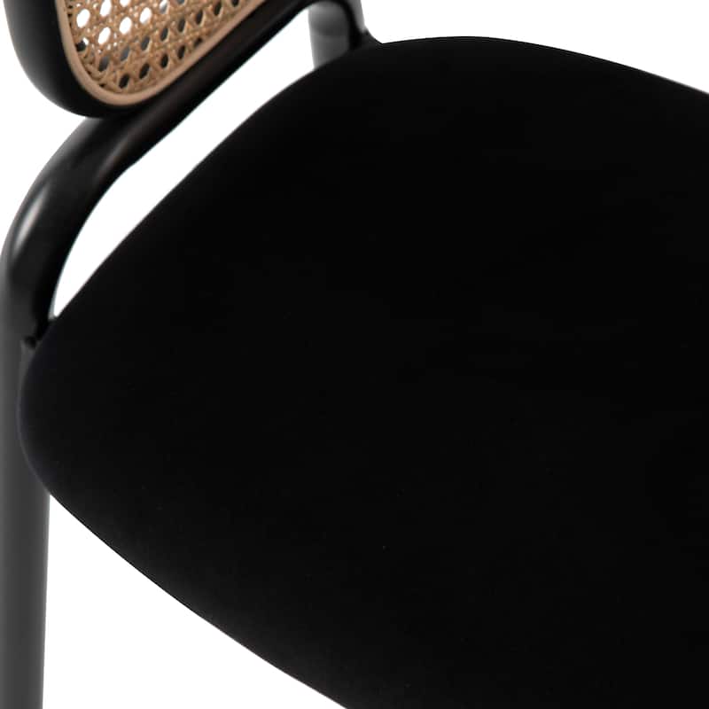 Ervilla Modern Mid-Century Velvet Upholstery Powder-Coated Steel Legs Dining Armchair with Plastic Floor Protectors