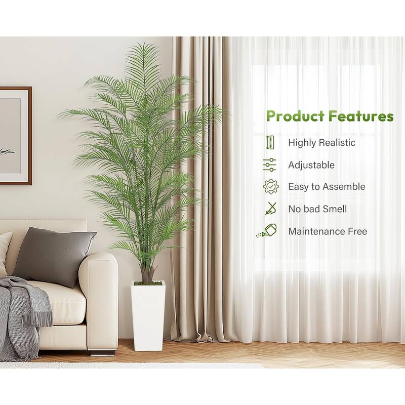 4FT Faux Areca Palm Plants Fake Palm Tree w/ 44 Realistic Trunks & Full Lifelike Palm Leaves Artificial