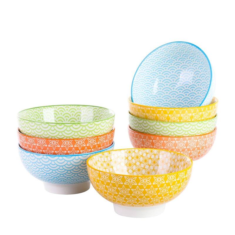 vancasso Macaron Porcelain 23Oz. Oriental Cereal Bowls Set - Natsuki - 8 Piece