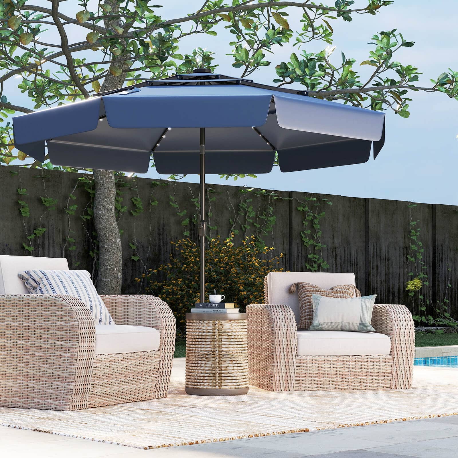 amazon small patio umbrella Sunnydaze 9-Foot Outdoor with Solar Lights, Burnt Orange Costway Patio Umbrella Outdoor The aluminum frame has price-$0-50 Size:45 L