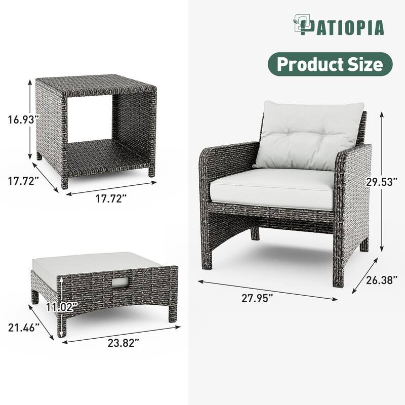 Pamapic 5-Piece Wicker Patio Conversation Set with Ottomans
