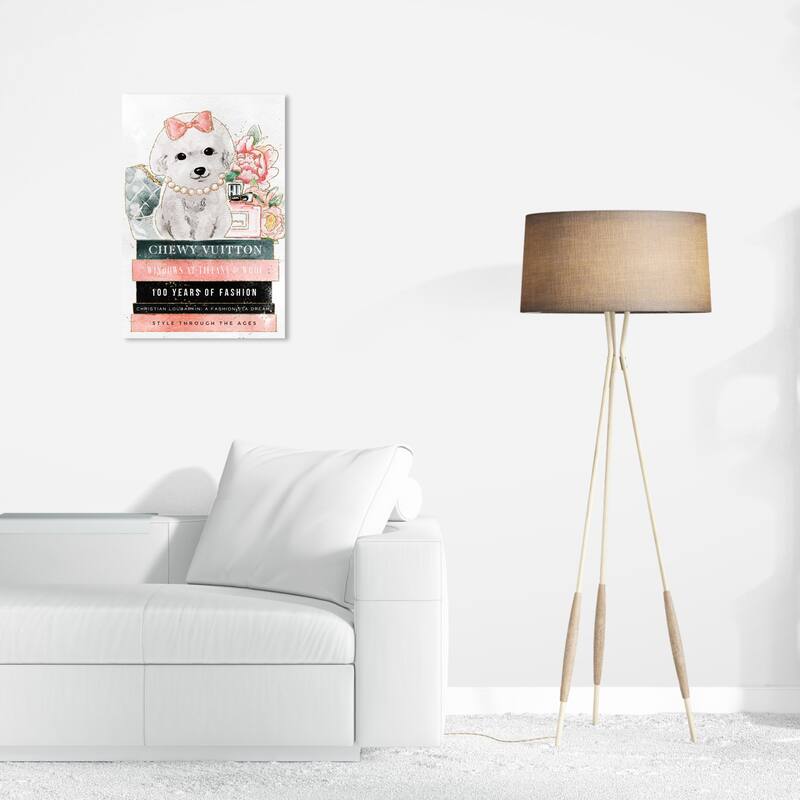 Wynwood Studio Canvas Animals Maltese on Fashion Books Orange and Salmon Glam Wall Art Canvas Print - 16 x 24