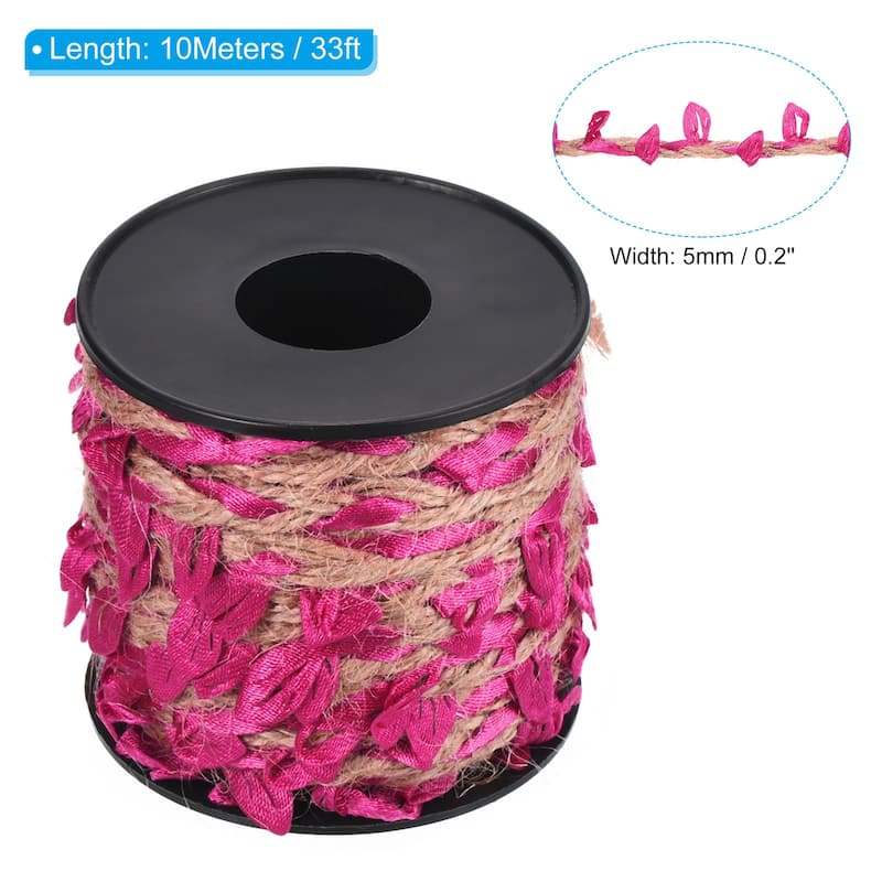33ft 5mm Burlap Leaf Ribbon Artificial Vine Natural Jute Rope Twine - Fuchsia