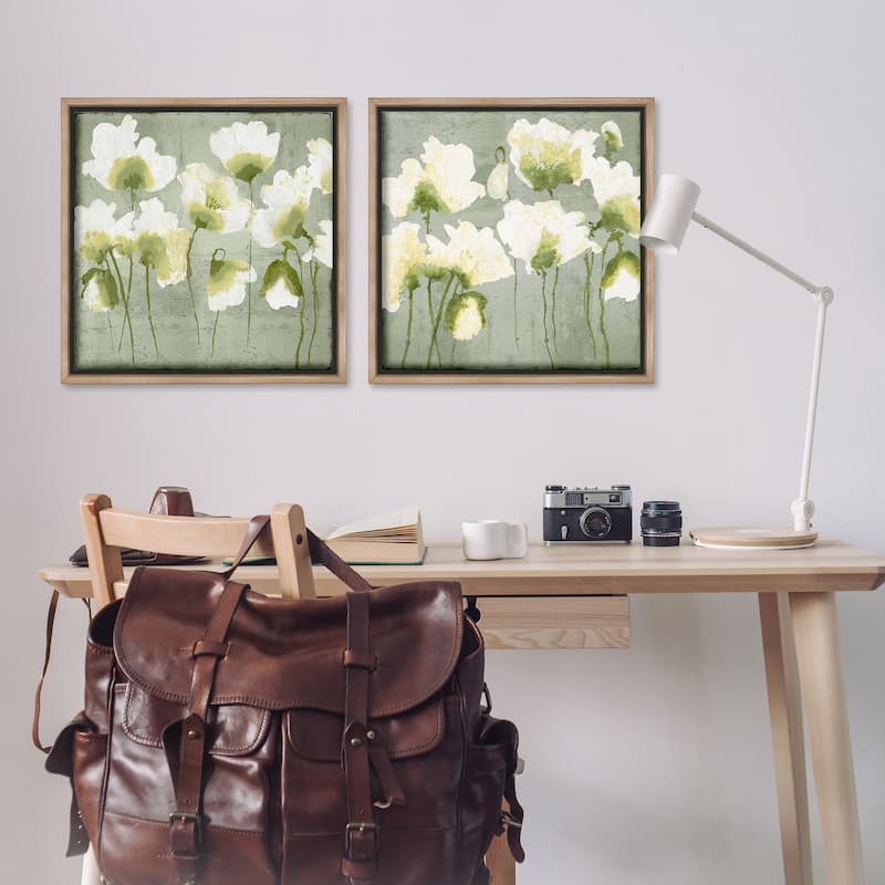 Stupell Charming White Blooms Framed Floater Canvas Wall Art Design By Vanessa Austin (Set of 2)