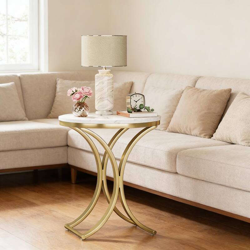 Versatile Design Sofa Side Table, Chic Round End Table, Narrow Coffee Table