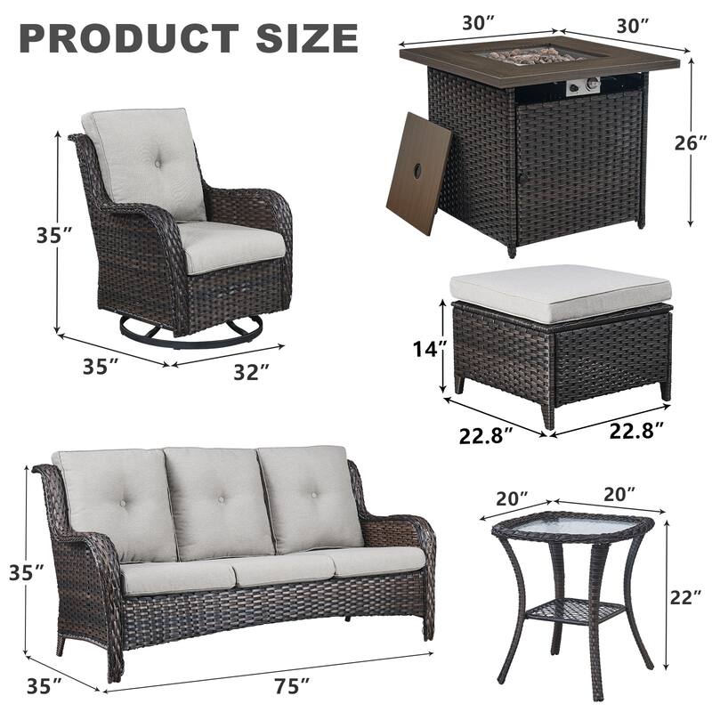 Gymojoy Outdoor Furniture Set with 50,000 BTU Fire Pit Table
