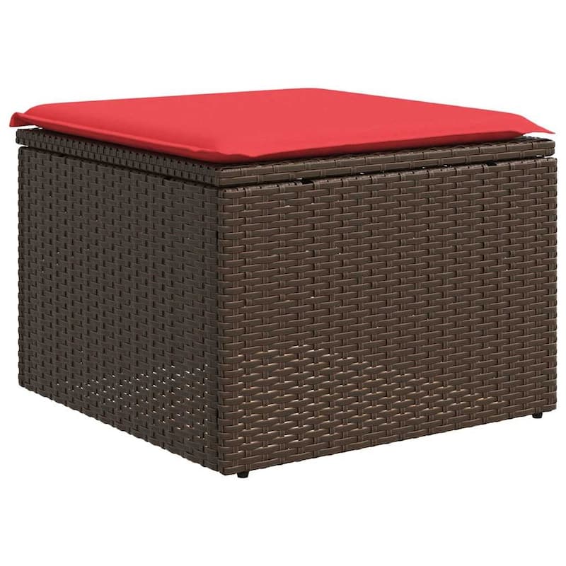 vidaXL 10 Piece Patio Sofa Set with Cushions Brown Poly Rattan - 25.8 x 24.4 x 27.2 - Brown