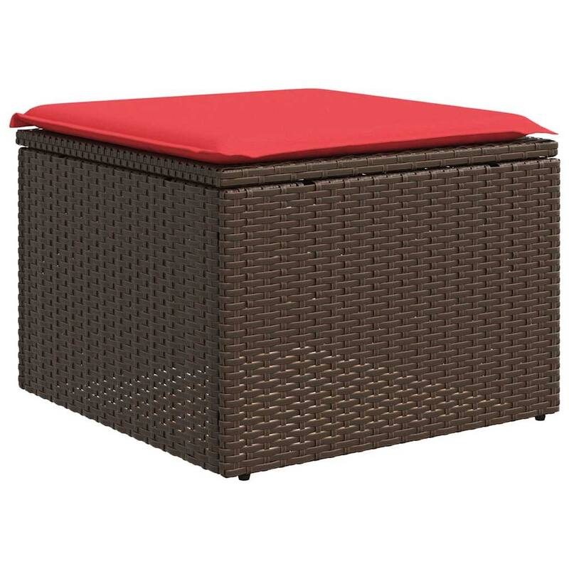 vidaXL 7/8 Piece Patio Sofa Set with Cushions Black/Brown/Gray Poly Rattan - 24.4 x 24.4 x 27.2