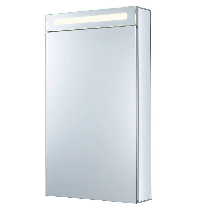 Bathroom Medicine Cabinet, Aluminum, Recessed/Surface Mount, Mirrored Interior w/LED - 24 x 40 - Left Hand