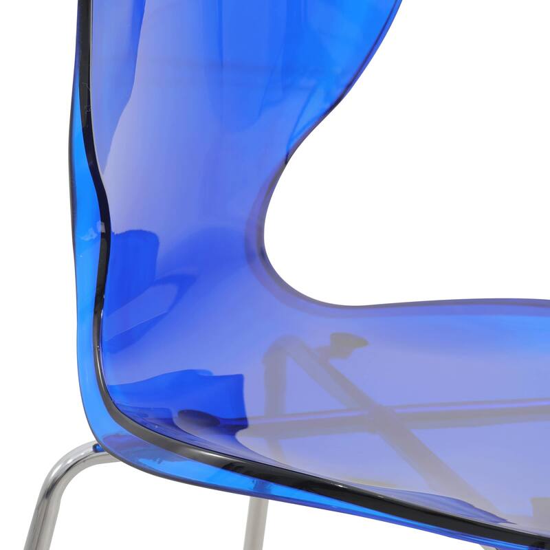 30 in. Seat Height Acrylic Plastic Barstool in Chrome Steel Frame Armless with Footrest