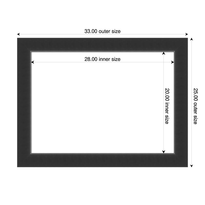 Amanti Art Corvino Black Framed Dry Erase Magnetic Board - 33 x 25 in - Corvino Black