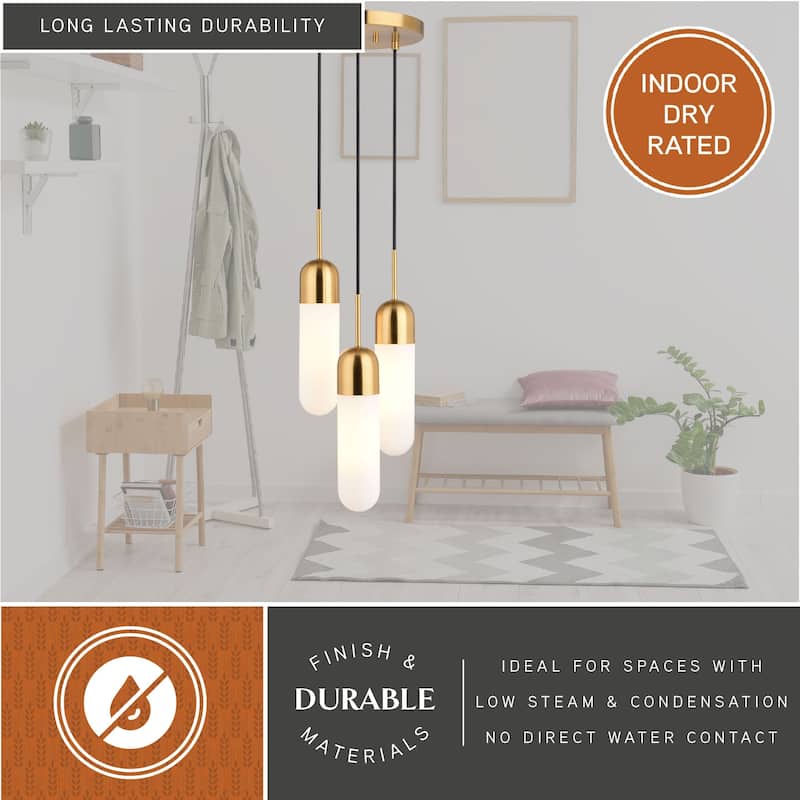 Thalia 3L Contemporary Pendant Light White Pill Glass