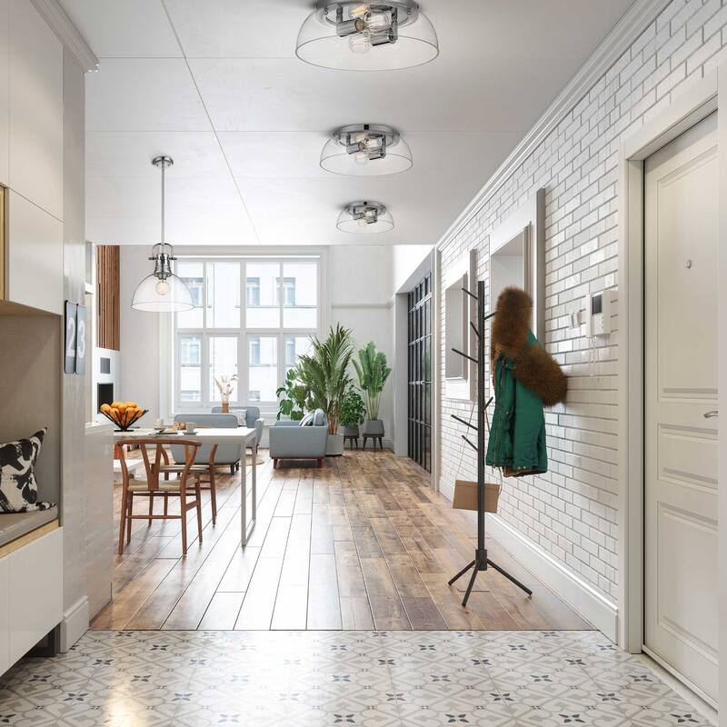 Yep by Golden Lighting Duncan 2-light Flush Mount in Chrome and Clear Glass