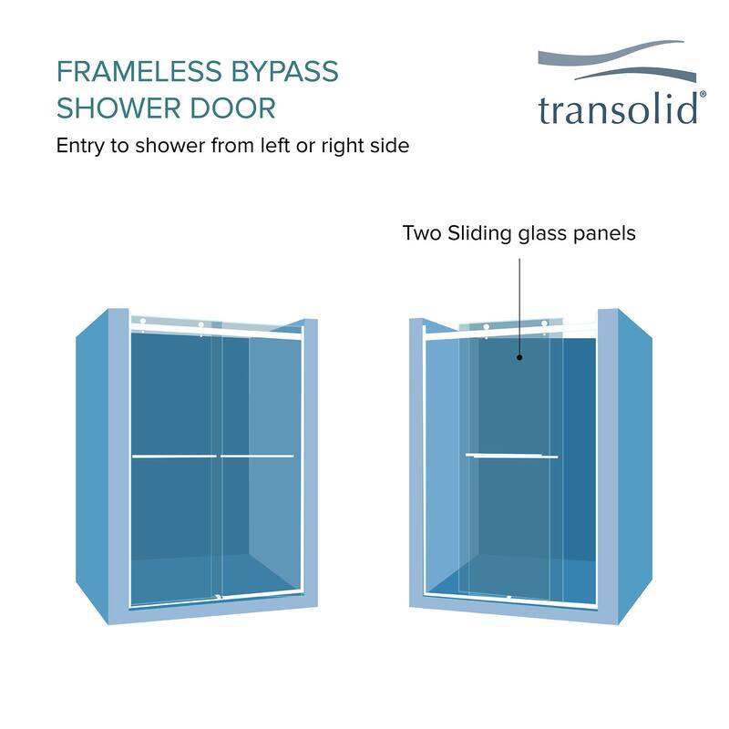 Transolid BRP608008F-J 80" High x 60" Wide Bypass Frameless Shower