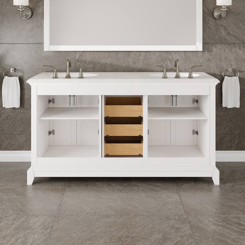 Elite Stamford Bath Vanity with Carrara Quartz Top and Porcelain Sink