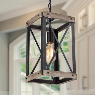 The Gray Barn Farmhouse French Country 1-Light Pendant Wood Cage Island Lights - W 9"*W 9" * H 16"