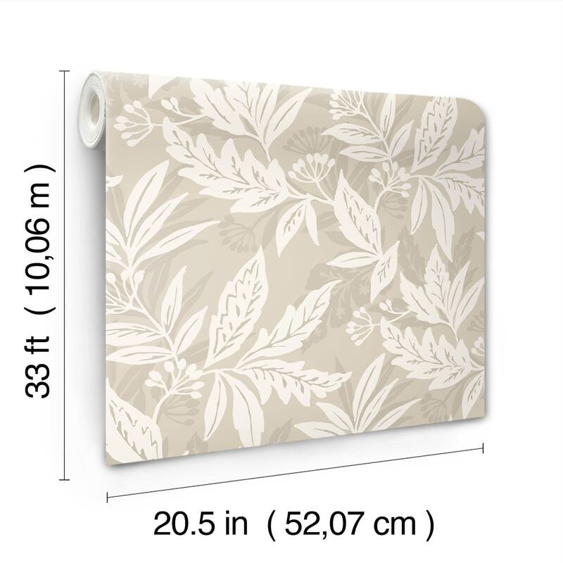 A-Street Prints Anita Beige Woodland Floral Wallpaper