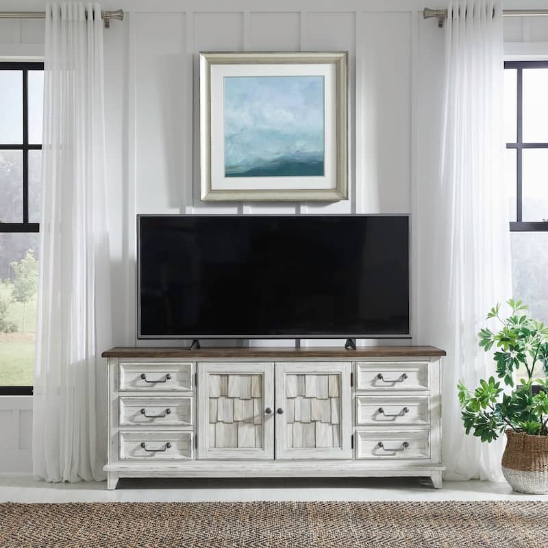 River Place Riverstone White & Tobacco Entertainment TV Console Various Sizes - 75-Inch Console