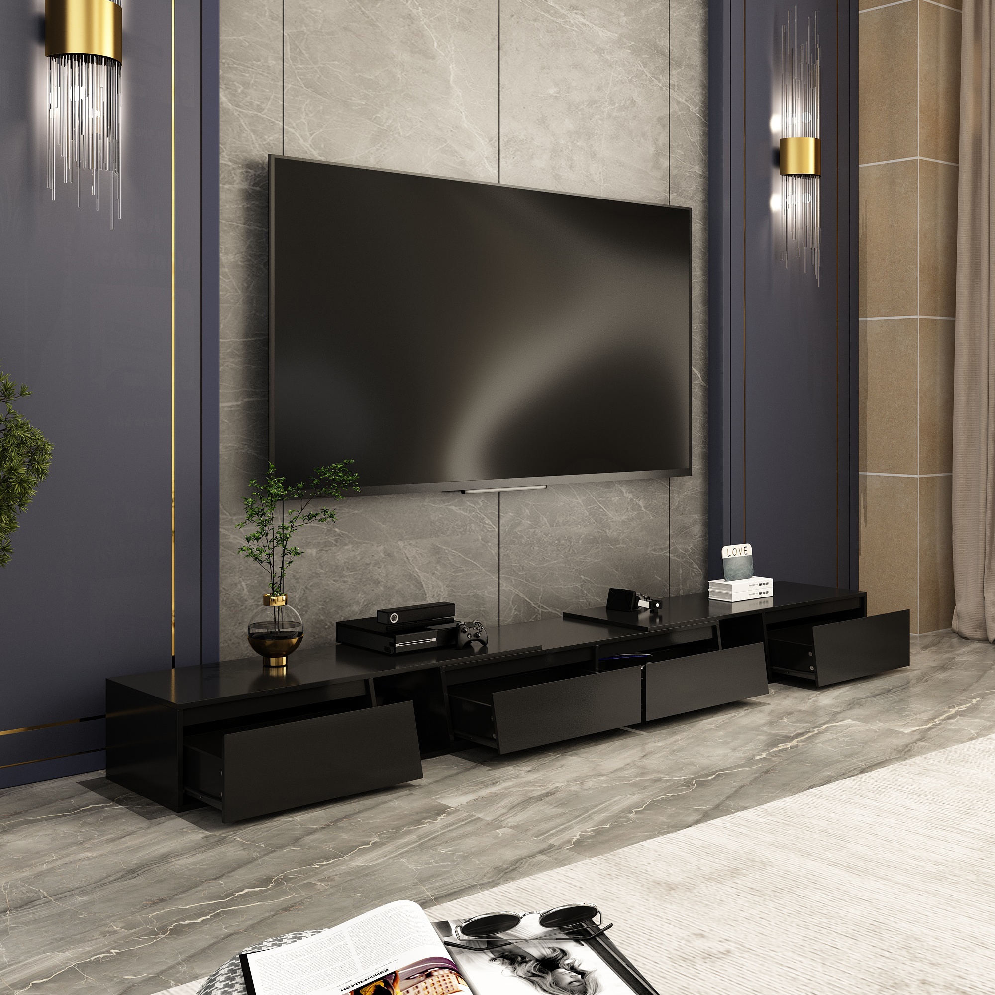 Modern extendable tv shop stand