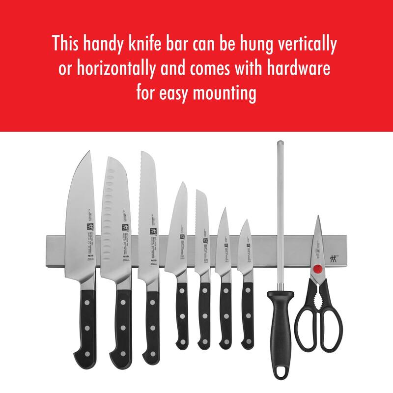 ZWILLING Pro 10-pc Knife Set With 17.5-inch Stainless Magnetic Knife Bar - Black