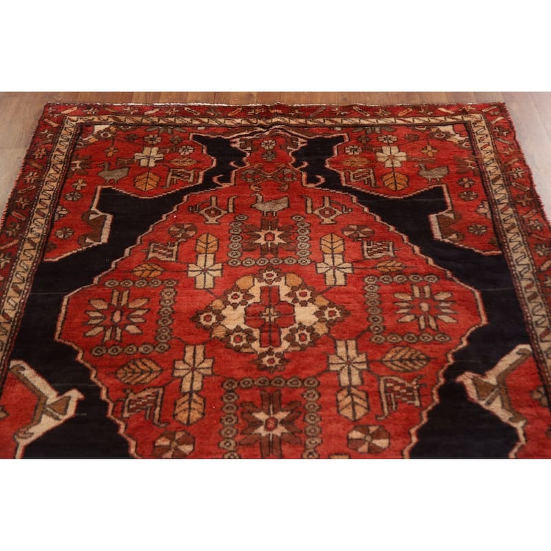 Tribal Ardebil Persian Vintage Runner Rug Handmade Wool Carpet - 4'5"x 11'2"