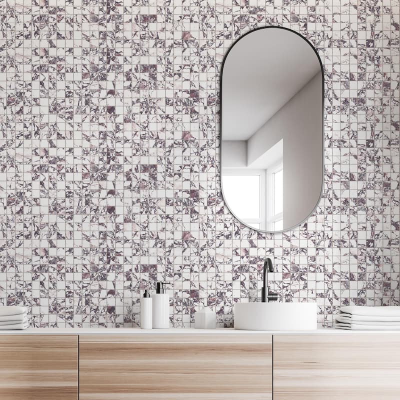 Merola Tile Touche 2" Square Rubis 11-3/4" x 11-3/4" Porcelain Floor and Wall Tile - (1 Tile) - (1 Tile)