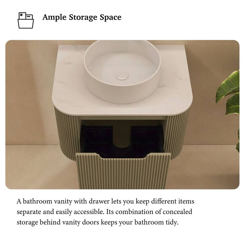 Wall-Mounted Bathroom Vanity with White Round Ceramic Sink