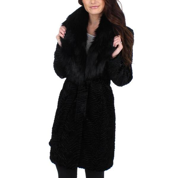 Shop Ivanka Trump Womens Persian Midi Coat Faux Fur Winter Xs