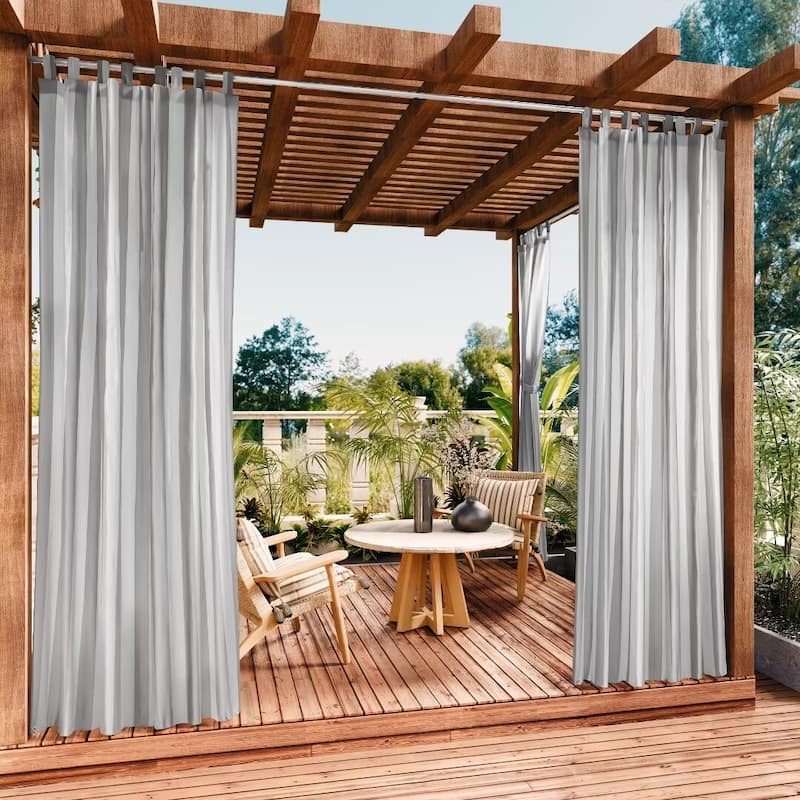 Stripe Outdoor UV Protected Privacy Tab Top Panel - 52"Wx108"L - Ash Grey