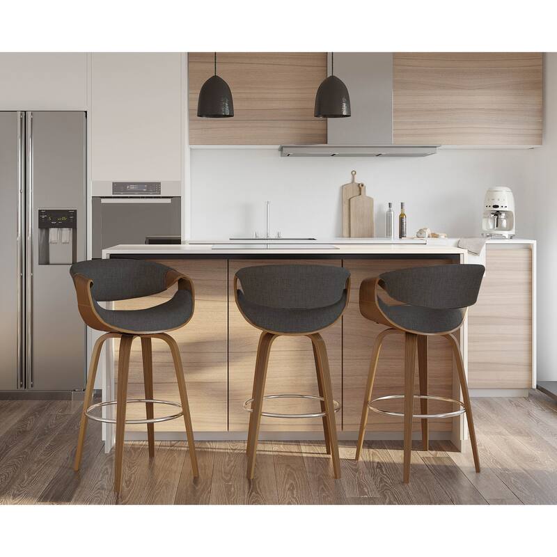 Carson Carrington Sauda 30" Fixed-Height Bar Stool with Bent Wood Legs and Round Footrest (Set of 2)