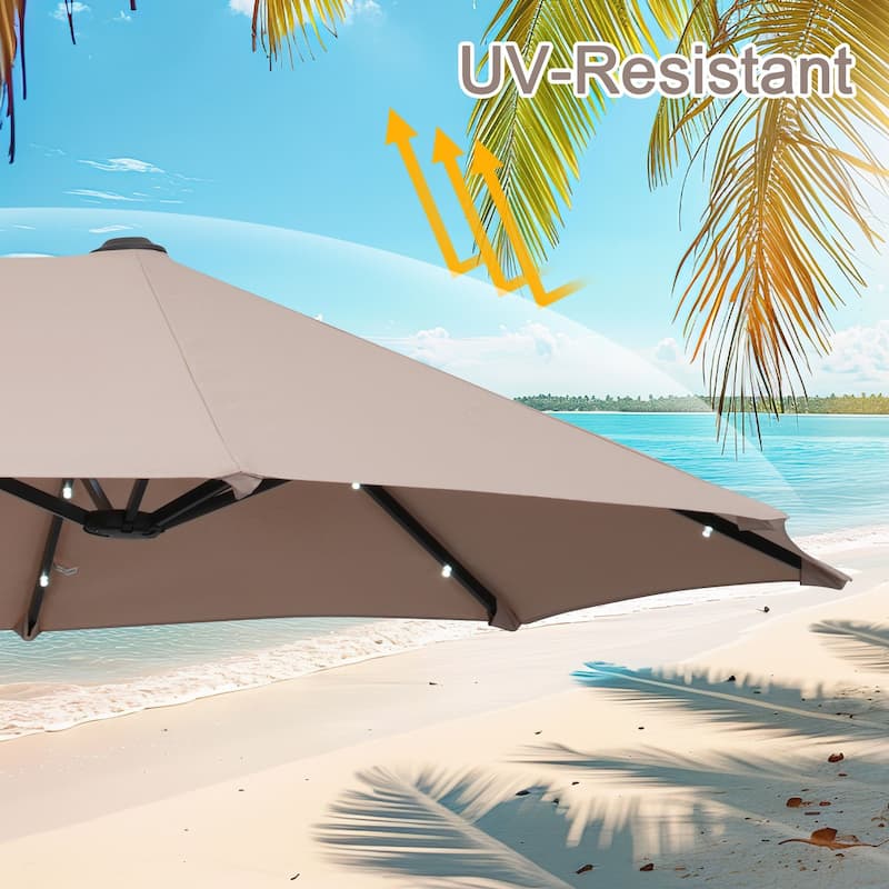 Autlaycil 13ft Extra Large Patio Umbrella with Solar Lights(Without Base)