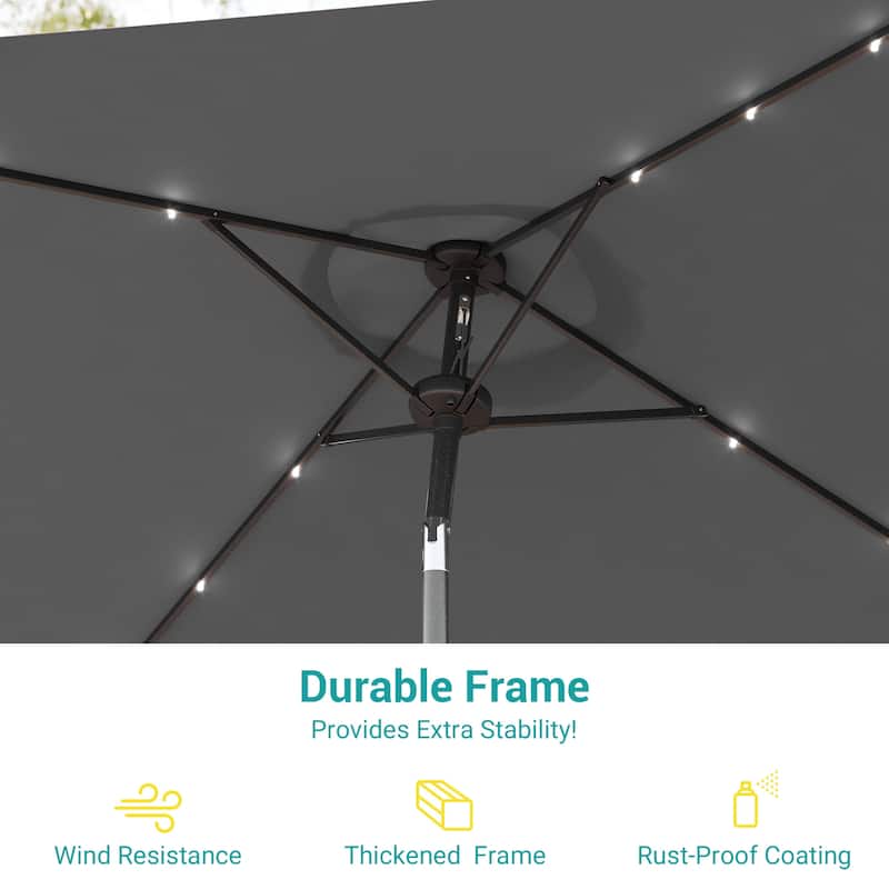 BONOSUKI 6.5x6.5Ft LED Patio Market Umbrella Weather-Resistant Frame