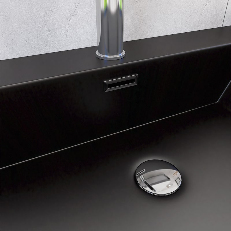 24/30/36 inch Wall-Mounted Bathroom Vanity Set in White with Integrated Black Resin Sink