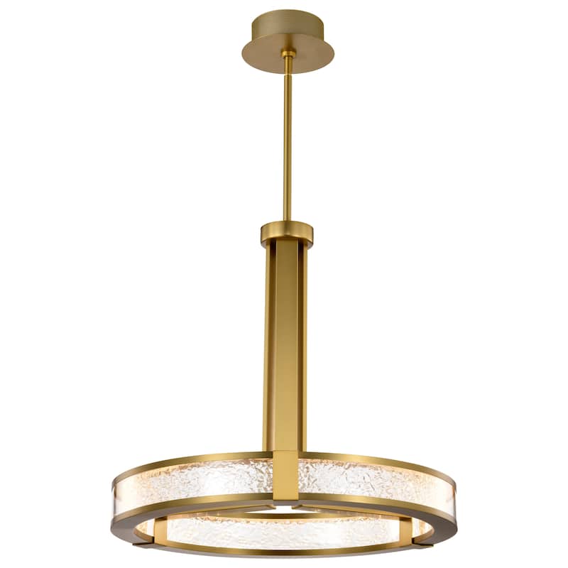 Darrow 24 Inch LED Pendant Vintage Brass Textured Acrylic Panels - Vintage Brass