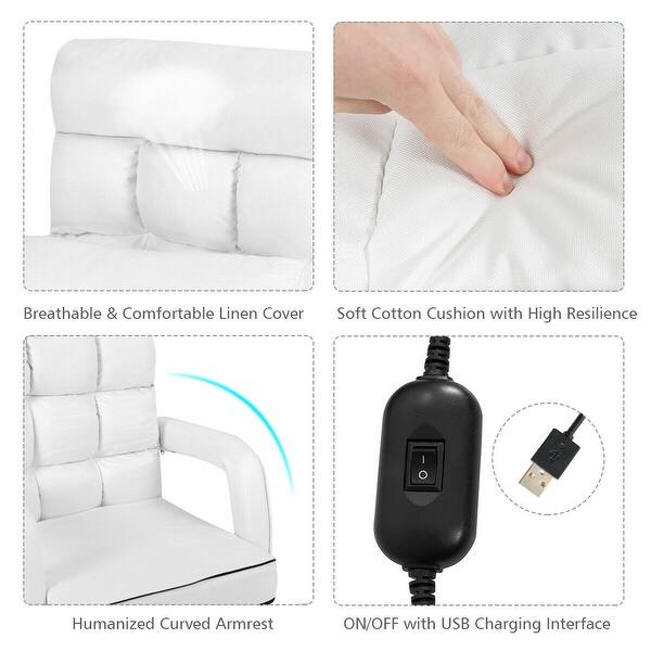 Shop Gymax White Folding Lazy Sofa Floor Chair Sofa Lounger Bed