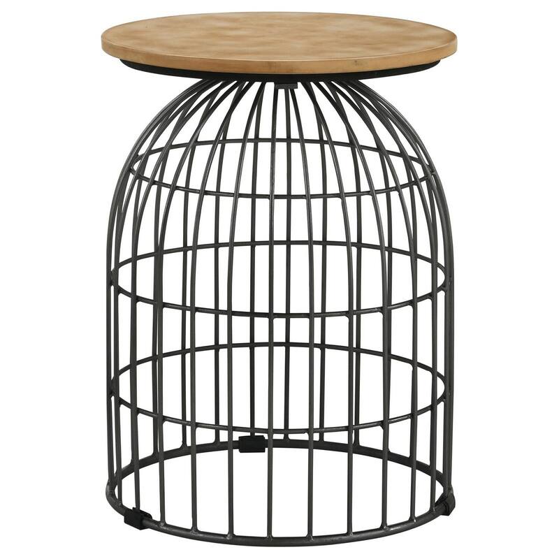 15.25 in. Black and Natural Brown Round Wood End Table, Sturdy Build End Side Table for Living Rooms
