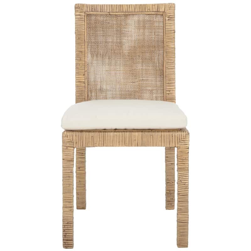 SAFAVIEH Jessye Cane Dining Room Chair with Cushion (Set of 2) - 21.7" W x 18.1" L x 38.6" H - 22"W x 18"D x 35"H