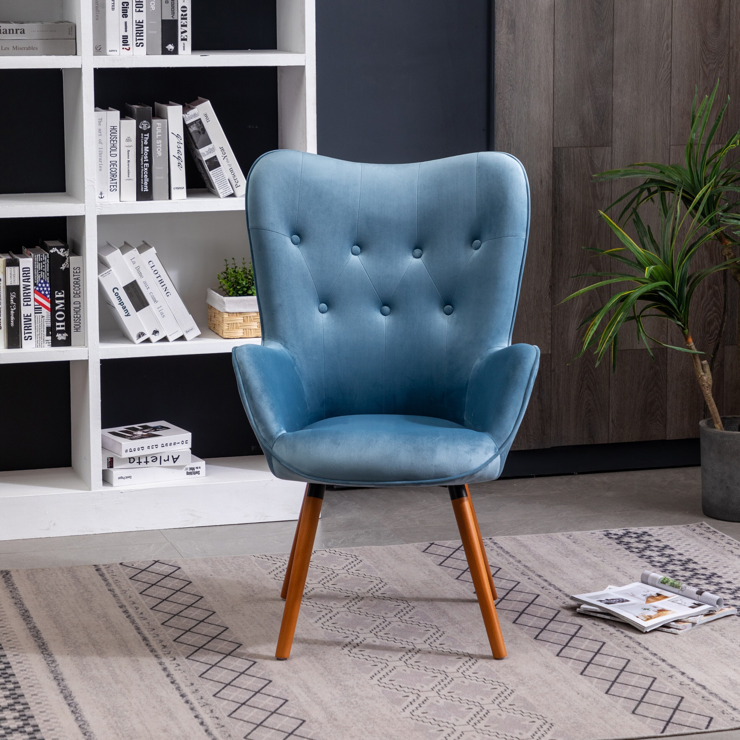 Carson Carrington Arvika Button tufted High back Velvet Accent