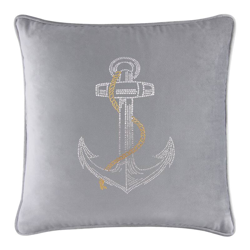 Sparkles Home Rhinestone Anchor Pillow - 20x20 - Pewter