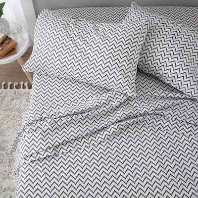 Martex 225 Thread Count Everyday Chevron Charcoal Sheet Set