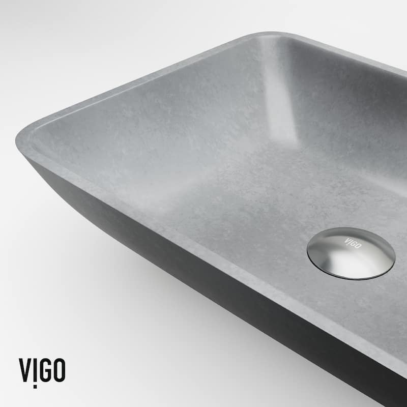 VIGO Duomo 18"L x 13"W Concrete Vessel Sink and Cass 12"H Faucet Set