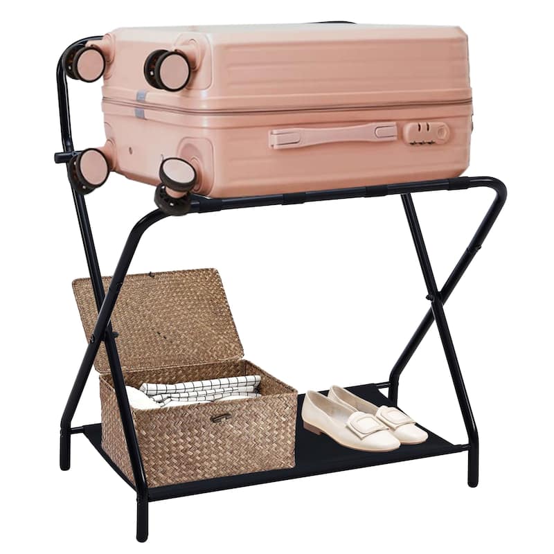 Foldable Metal Luggage Rack for Guest Room & Hotel