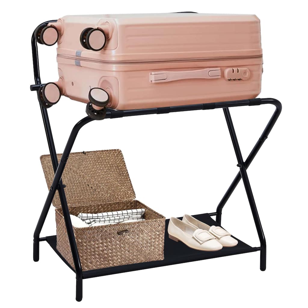 Foldable Metal Luggage Rack for Guest Room & Hotel