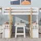 preview thumbnail 2 of 5, White Wood Twin Loft Bed with Seats & Ladder